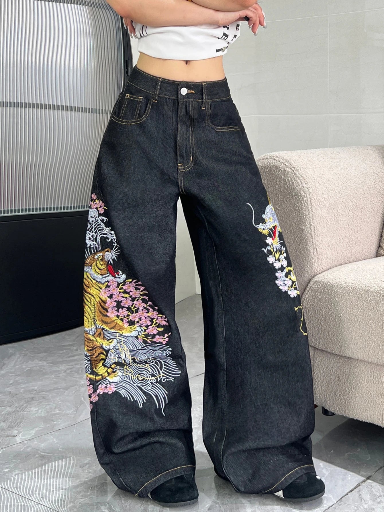 “Duality” Embroidered Jeans