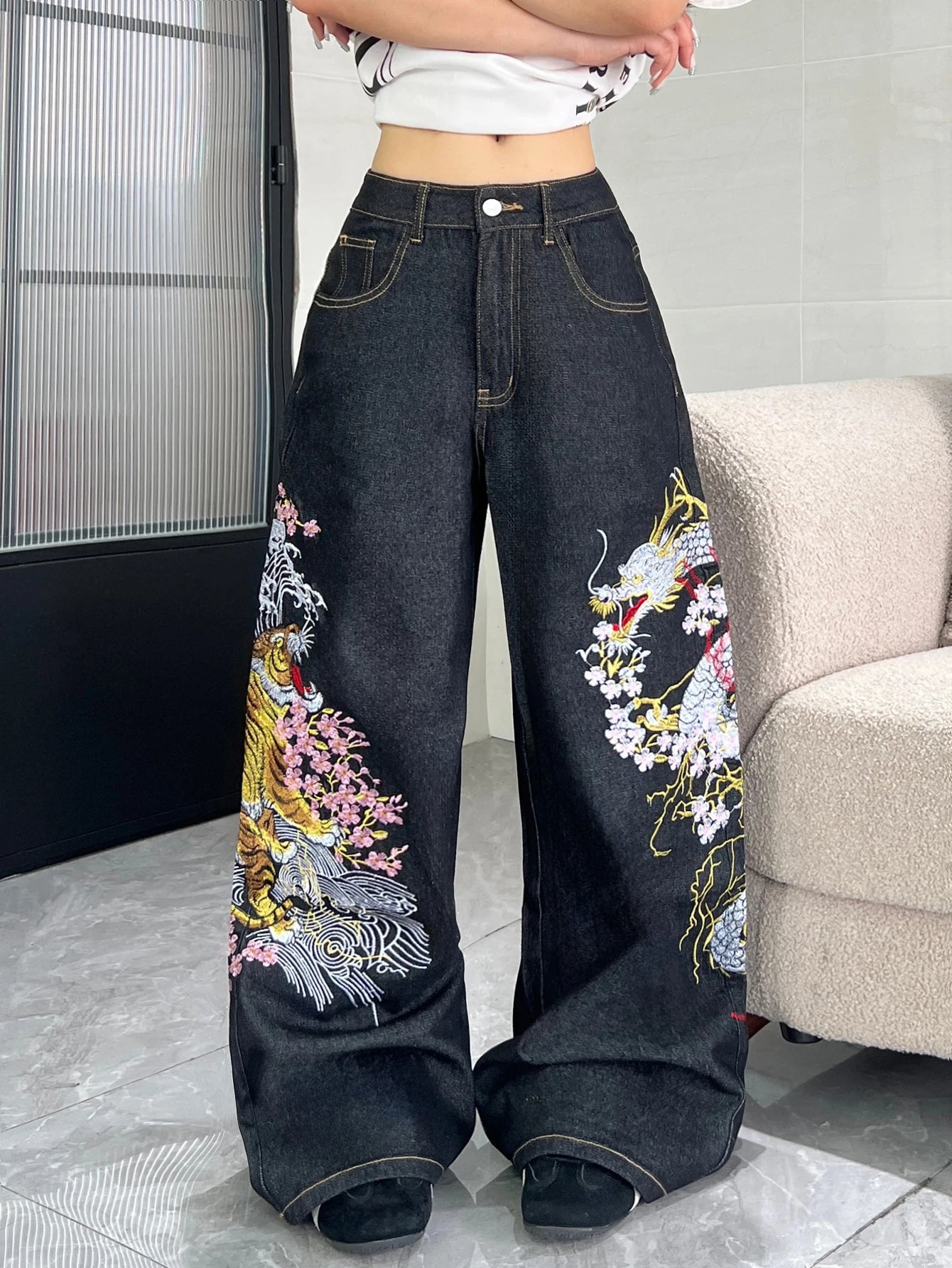“Duality” Embroidered Jeans