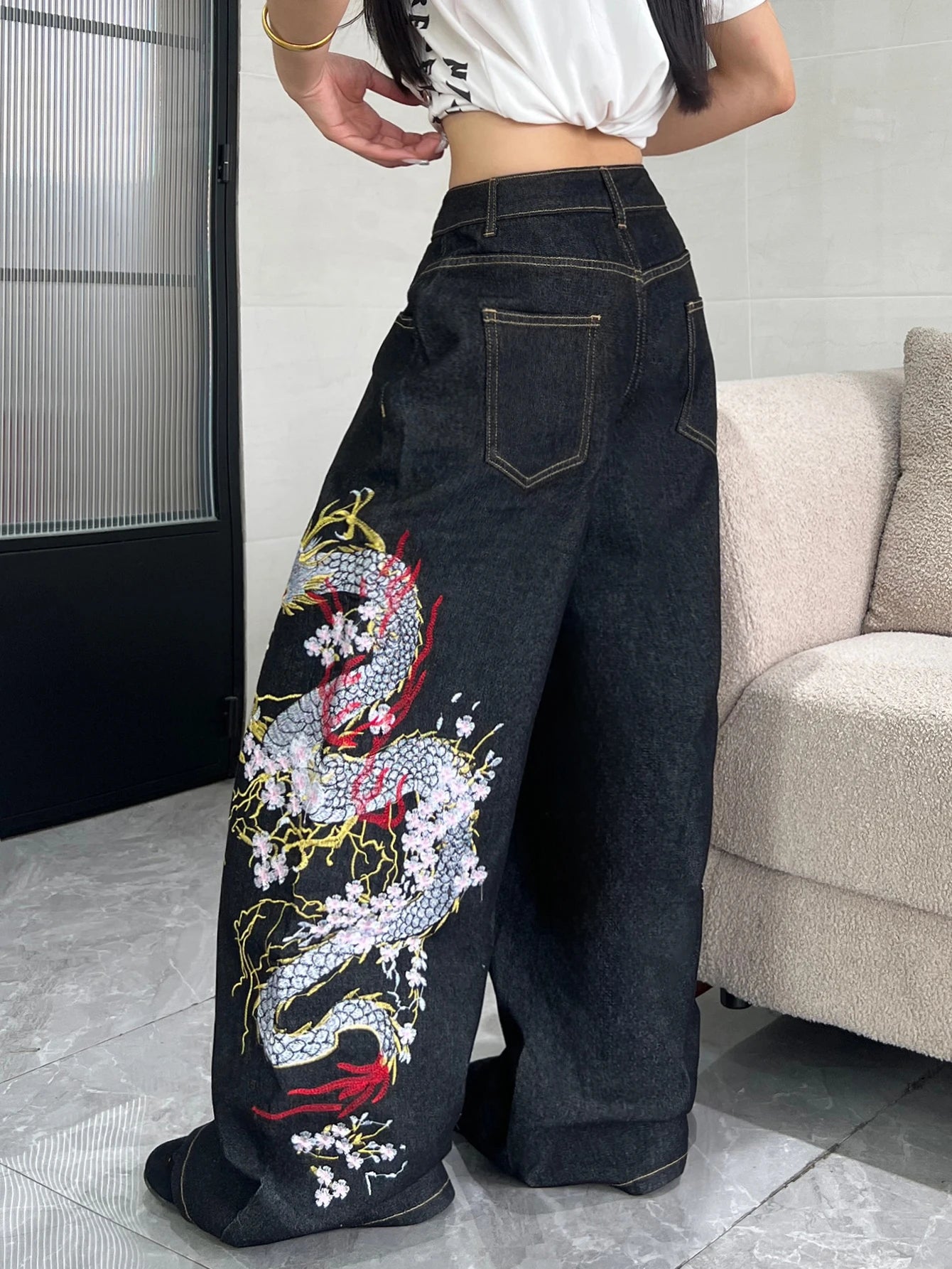 “Duality” Embroidered Jeans