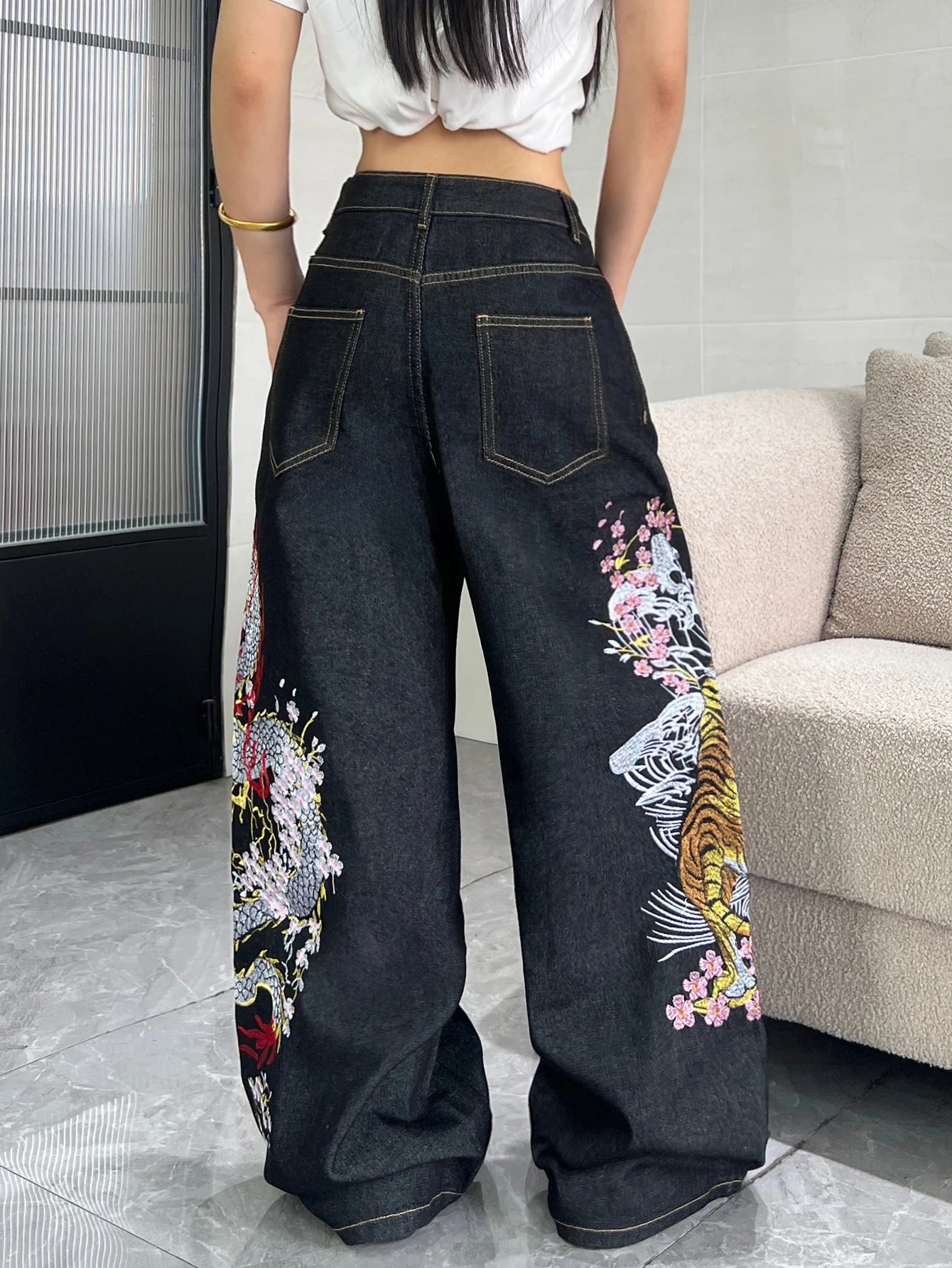 “Duality” Embroidered Jeans