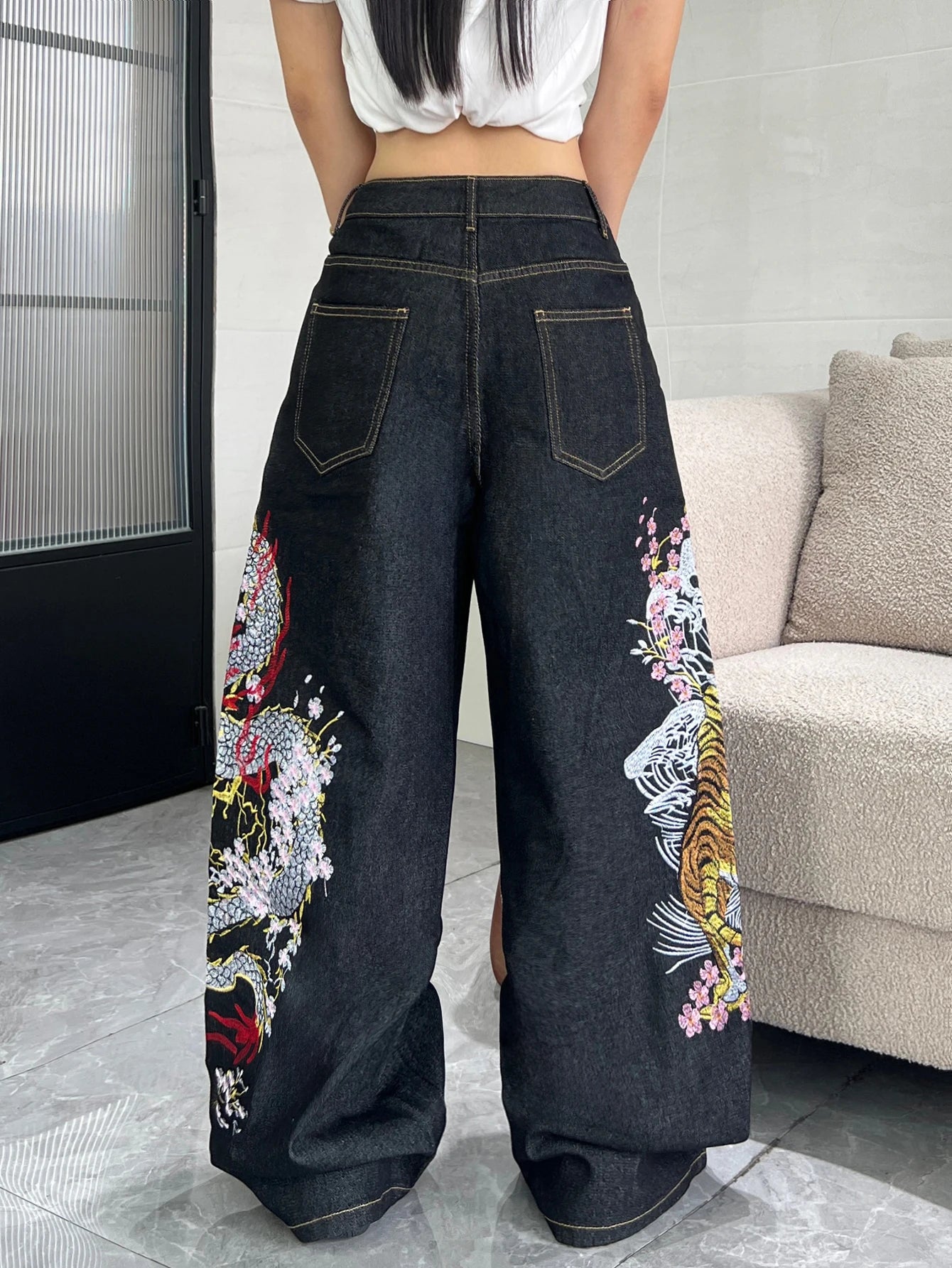 “Duality” Embroidered Jeans