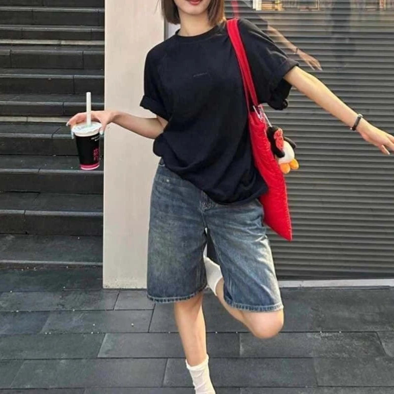 High-Waist Denim Jorts